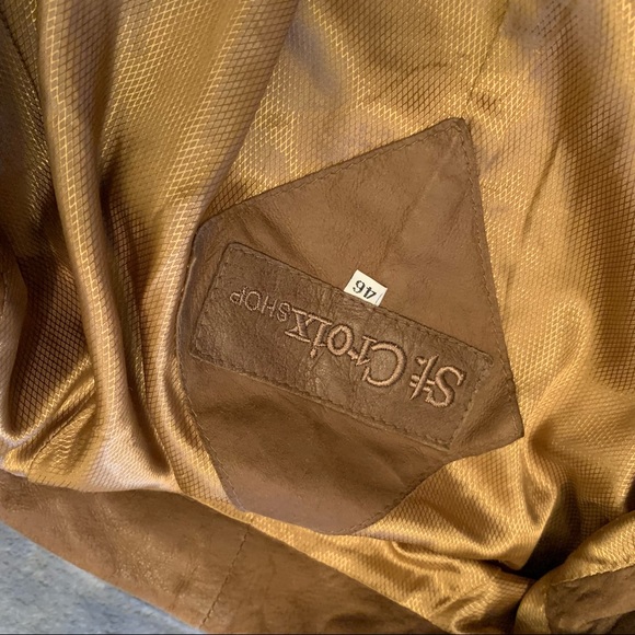 Men’s St. Croix tan leather bomber jacket - Picture 4 of 4